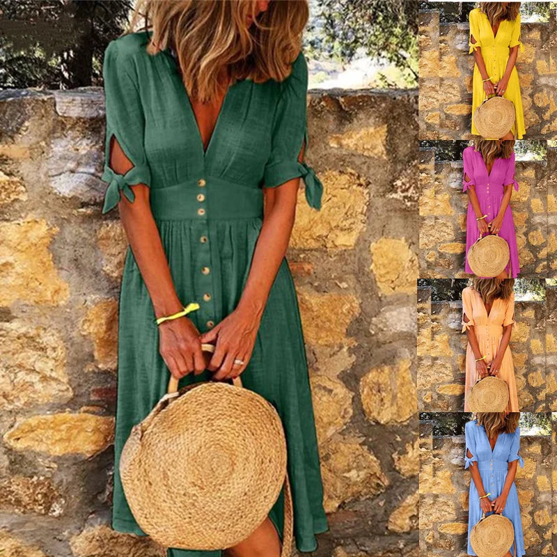 Miriam™ Vestido plissado de meia manga