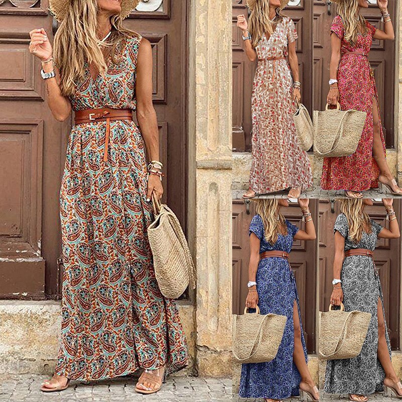 Penelope⢠Vestido longo estampado boho-chic