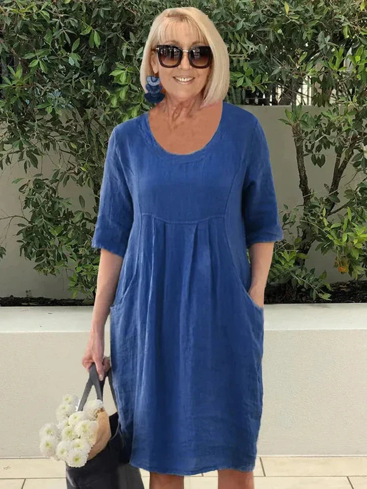 Beatrice™ VESTIDO CASUAL DE ALGODÃO COM BOLSOS