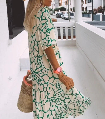 Miley™ Vestido longo com mangas curtas para primavera/verão