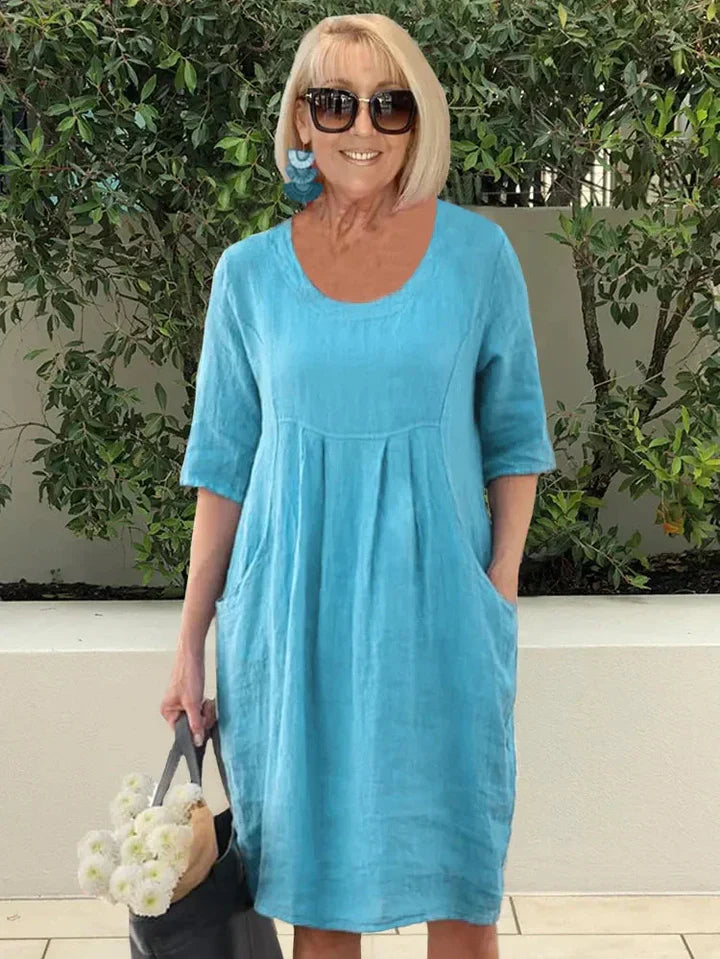 Beatrice™ VESTIDO CASUAL DE ALGODÃO COM BOLSOS
