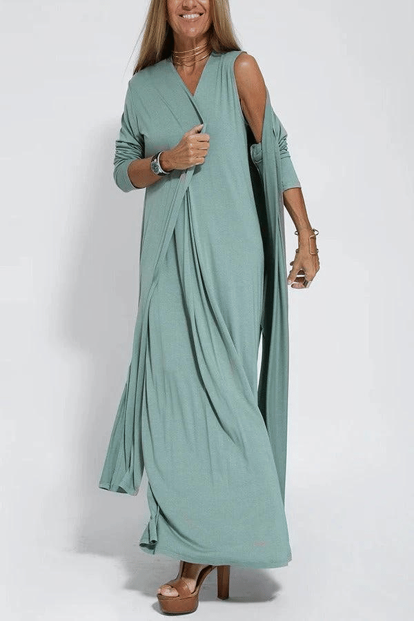 Belle™ Vestido longo elegante feminino com kimono