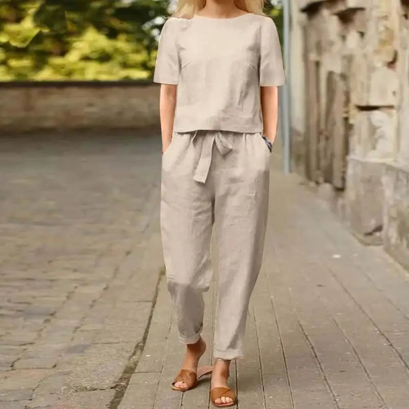 Lara™ Conjunto de Calça e Blusa Elegante