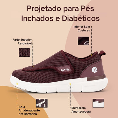 Fitville™ Calçados ortopédicos para pés inchados e diabéticos