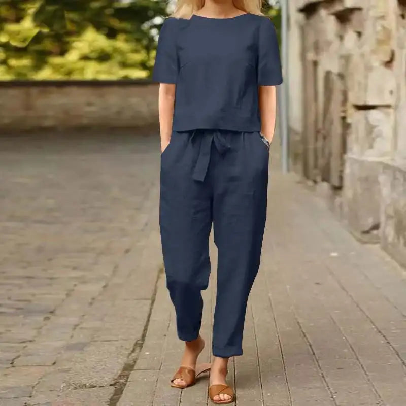 Lara™ Conjunto de Calça e Blusa Elegante