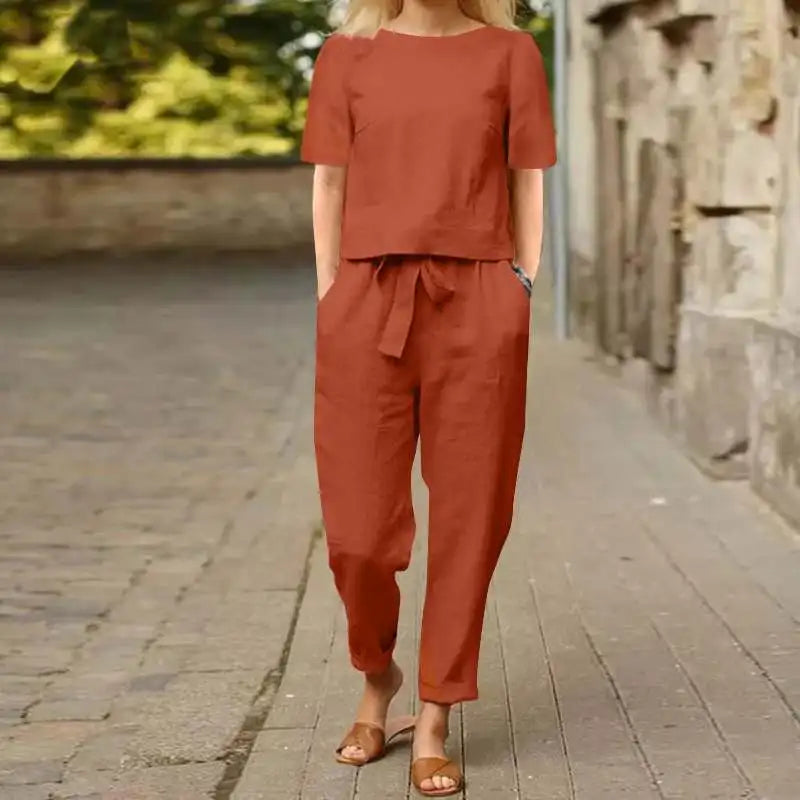 Lara™ Conjunto de Calça e Blusa Elegante