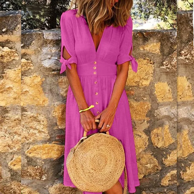 Miriam™ Vestido plissado de meia manga