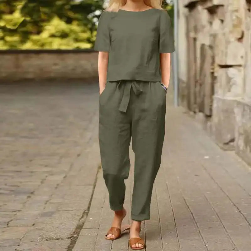 Lara™ Conjunto de Calça e Blusa Elegante
