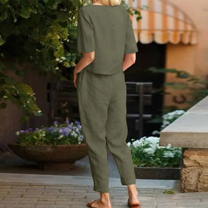 Lara™ Conjunto de Calça e Blusa Elegante