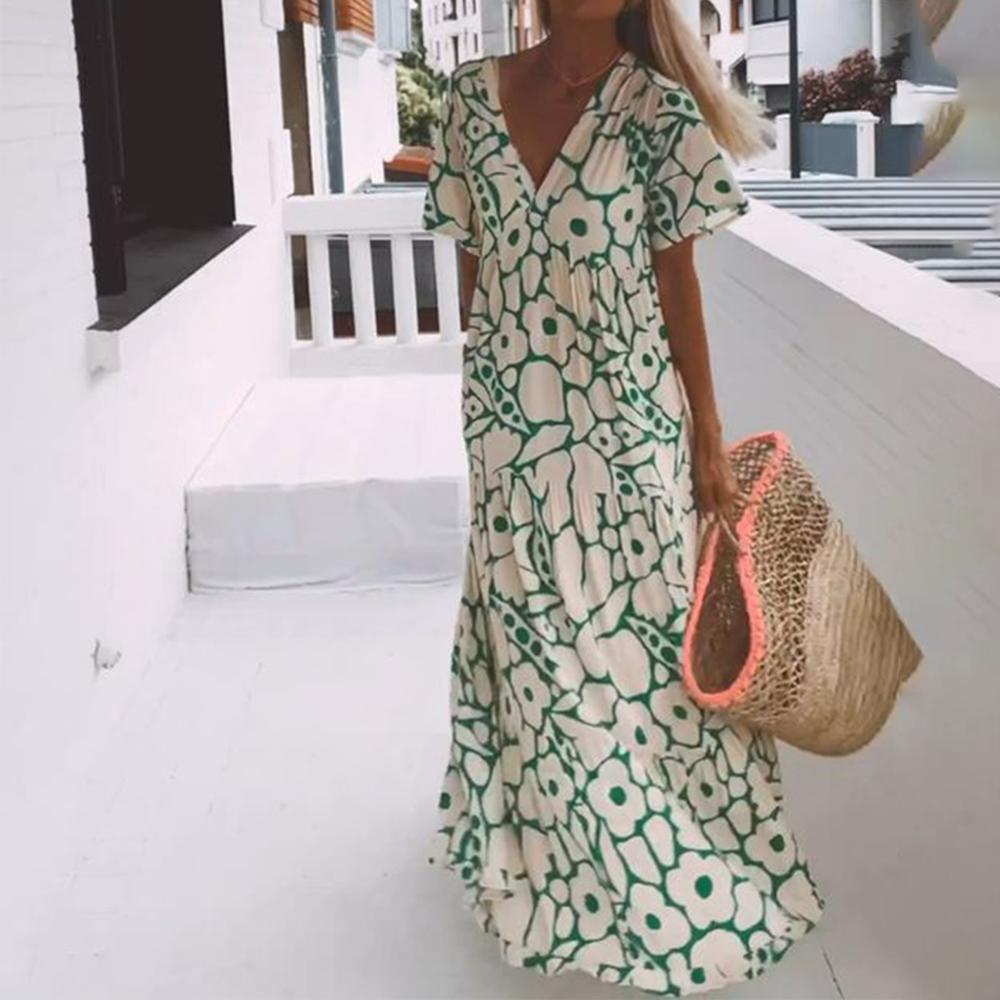 Miley™ Vestido longo com mangas curtas para primavera/verão