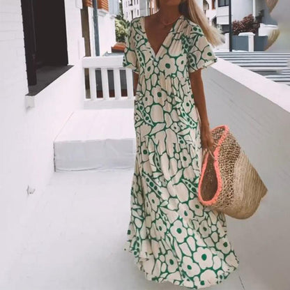 Miley™ Vestido longo com mangas curtas para primavera/verão
