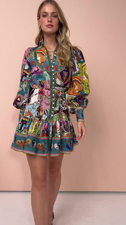 Vestido curto e colorido Violeta™
