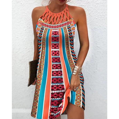 Tanzânia™ Vestido estampado com botões de pressão