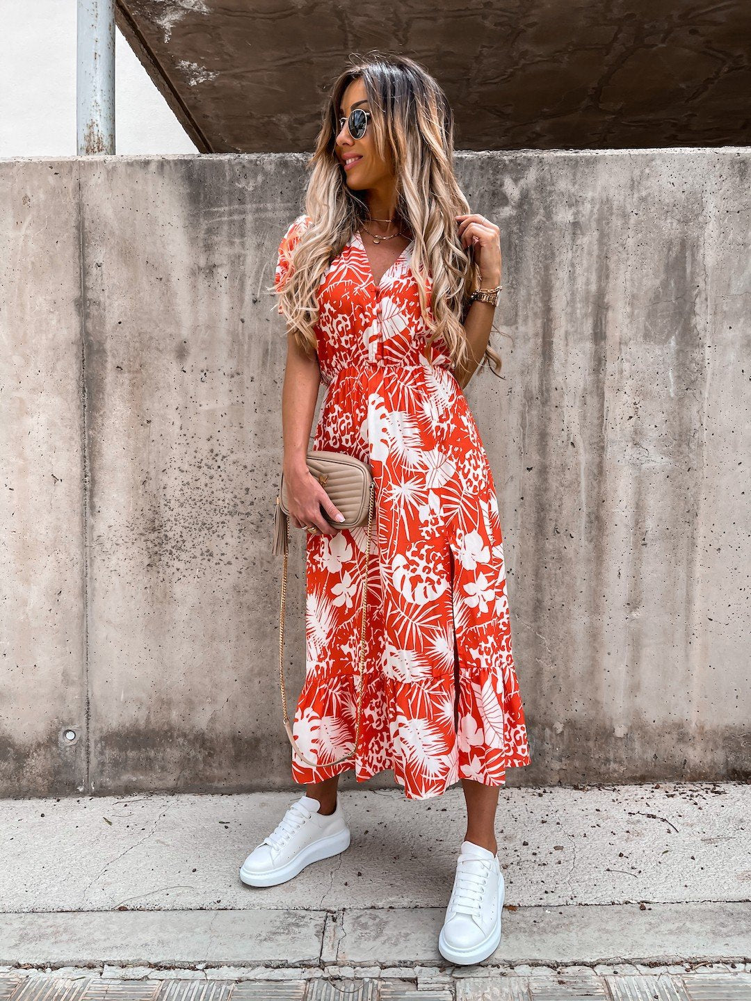 Elly™ Vestido feminino com estampa floral