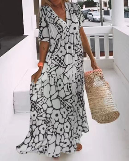 Miley™ Vestido longo com mangas curtas para primavera/verão