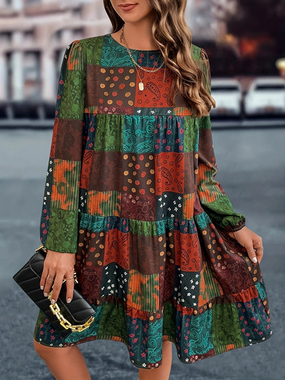 Loana™ Vestido estampado de manga comprida