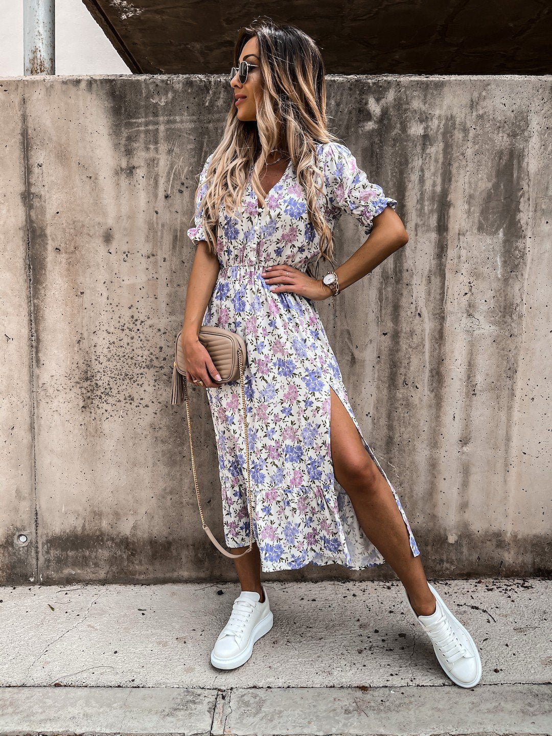 Elly™ Vestido feminino com estampa floral