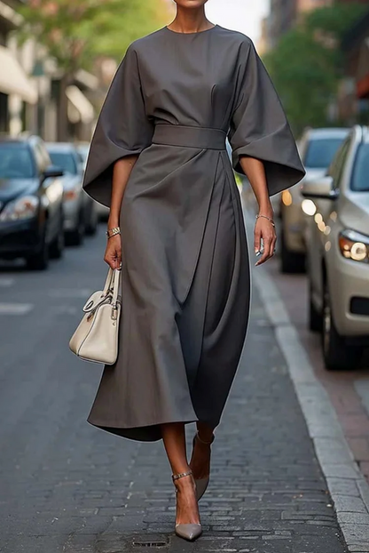 Sofia™ Vestido elegante com mangas lanterna e cinto