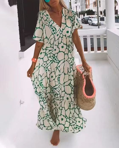 Miley™ Vestido longo com mangas curtas para primavera/verão