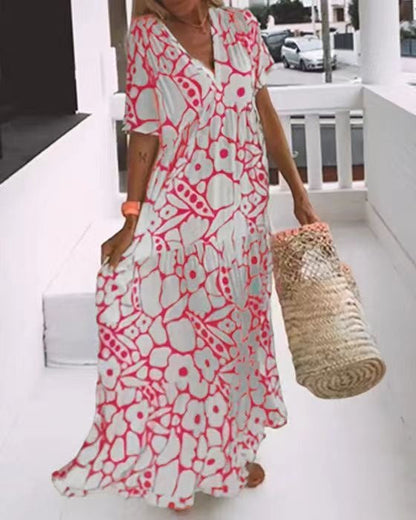 Miley™ Vestido longo com mangas curtas para primavera/verão