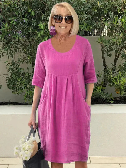 Beatrice™ VESTIDO CASUAL DE ALGODÃO COM BOLSOS