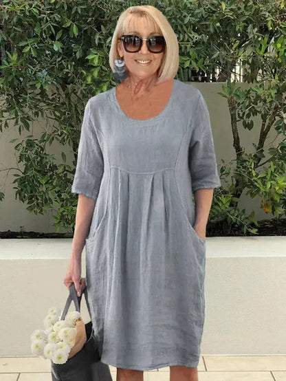 Beatrice™ VESTIDO CASUAL DE ALGODÃO COM BOLSOS