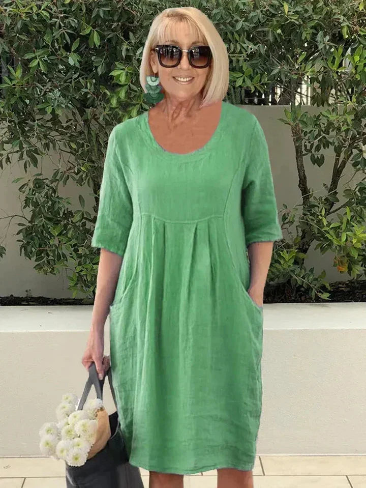 Beatrice™ VESTIDO CASUAL DE ALGODÃO COM BOLSOS