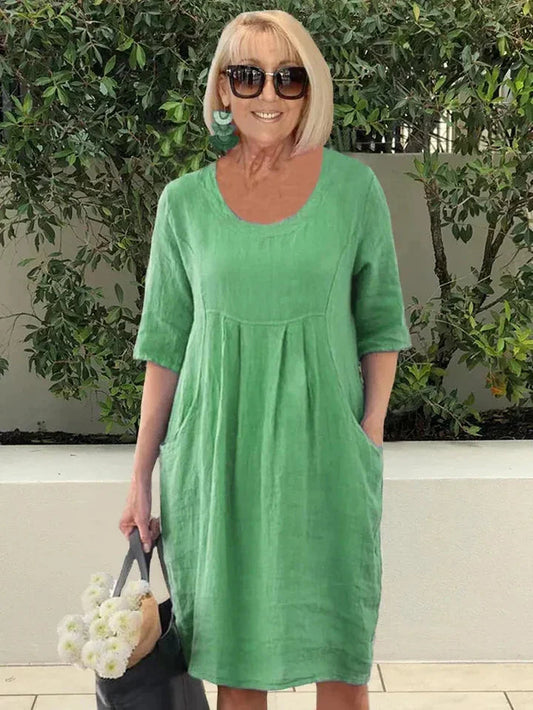 Beatrice™ VESTIDO CASUAL DE ALGODÃO COM BOLSOS