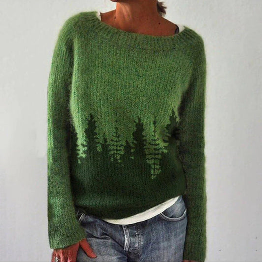 Alva - Elegante suéter de manga longa floresta